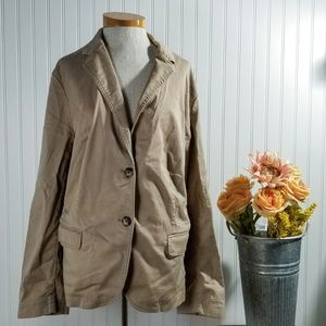 | talbots | tan cotton twill blazer